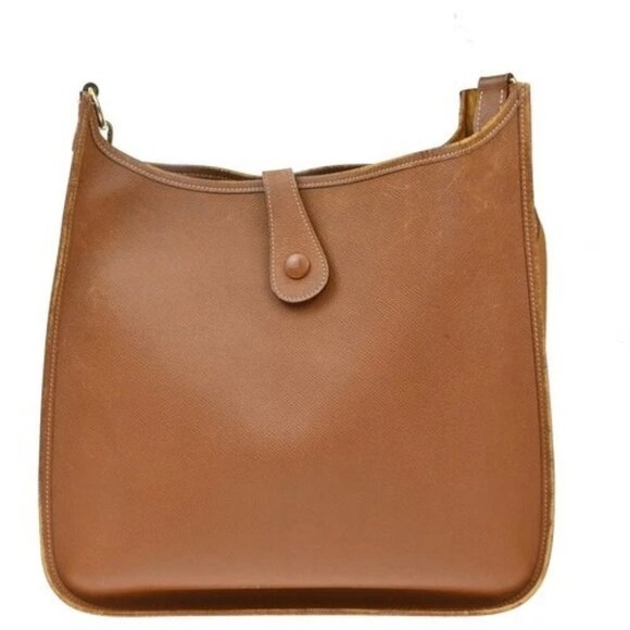 HERMES Evelyne GM Shoulder Bag Square A Courchevel Leather Brown GHW 600RF738 - Picture 3 of 13